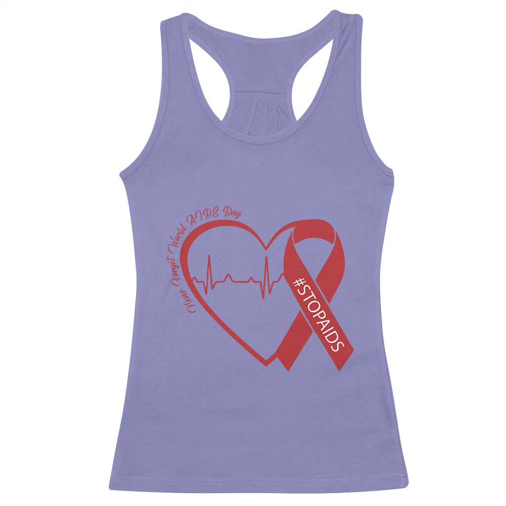 Never Forget World AIDS Day Racerback Tank Top Red Ribbon HIV Awareness Gift TS12 Violet Print Your Wear
