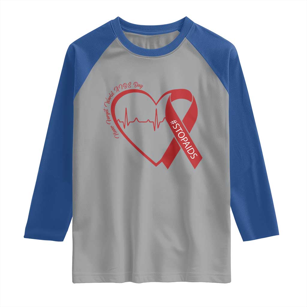 Never Forget World AIDS Day Raglan Shirt Red Ribbon HIV Awareness Gift TS12 Sport Gray Royal Print Your Wear