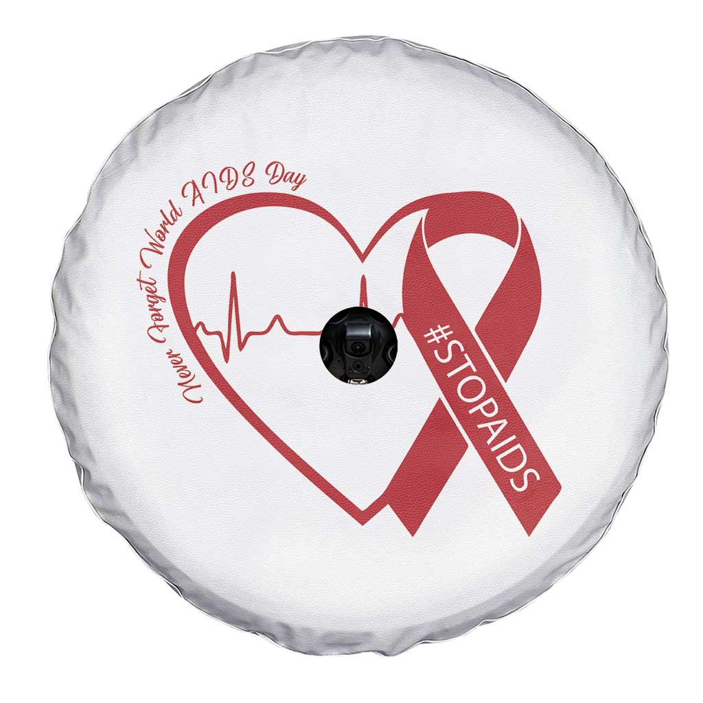Never Forget World AIDS Day Spare Tire Cover Red Ribbon HIV Awareness Gift TS12 Print Your Wear