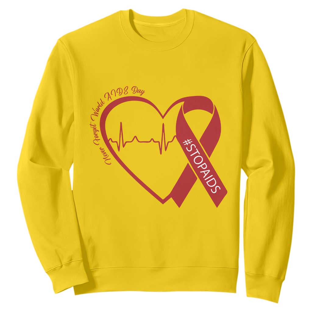 Never Forget World AIDS Day Sweatshirt Red Ribbon HIV Awareness Gift TS12 Daisy Print Your Wear