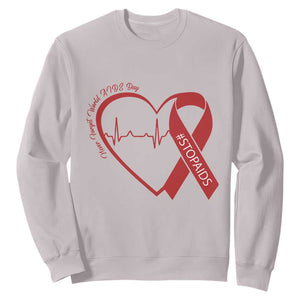 Never Forget World AIDS Day Sweatshirt Red Ribbon HIV Awareness Gift TS12 Ice Gray Print Your Wear
