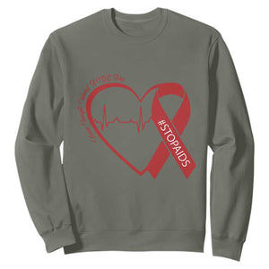Never Forget World AIDS Day Sweatshirt Red Ribbon HIV Awareness Gift TS12 Military Green Print Your Wear