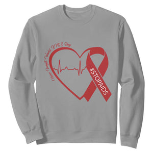 Never Forget World AIDS Day Sweatshirt Red Ribbon HIV Awareness Gift TS12 Sport Gray Print Your Wear