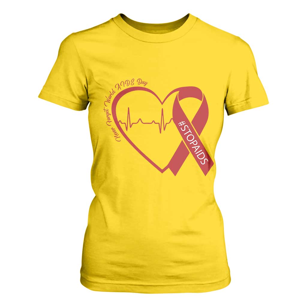Never Forget World AIDS Day T Shirt For Women Red Ribbon HIV Awareness Gift TS12 Daisy Print Your Wear