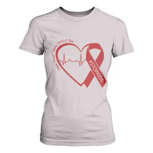 Never Forget World AIDS Day T Shirt For Women Red Ribbon HIV Awareness Gift TS12 Ice Gray Print Your Wear