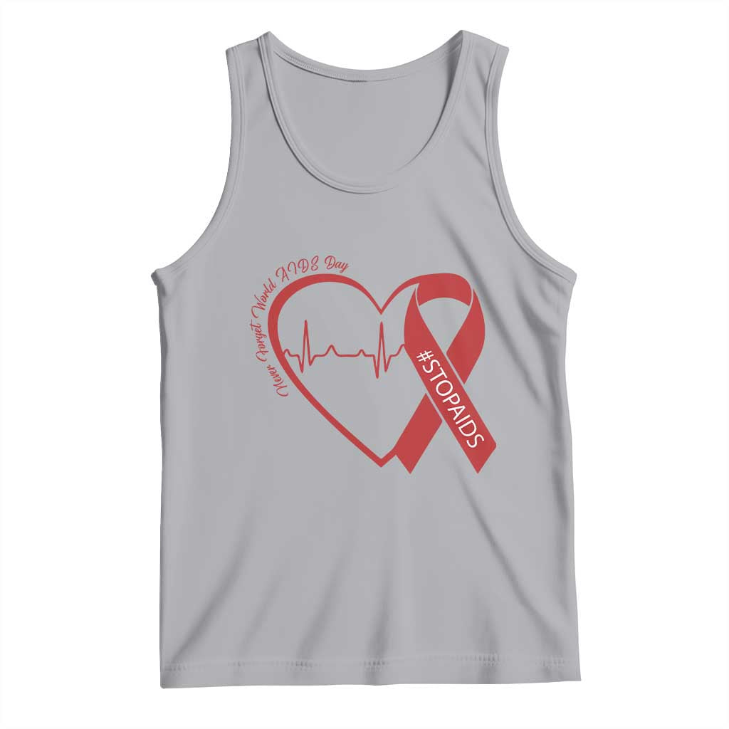 Never Forget World AIDS Day Tank Top Red Ribbon HIV Awareness Gift TS12 Athletic Heather Print Your Wear