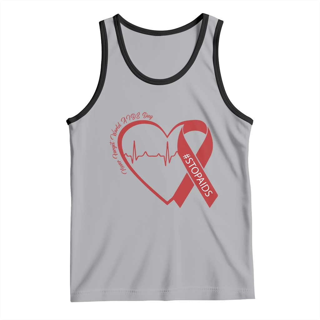 Never Forget World AIDS Day Tank Top Red Ribbon HIV Awareness Gift TS12 Athletic Heather Black Print Your Wear