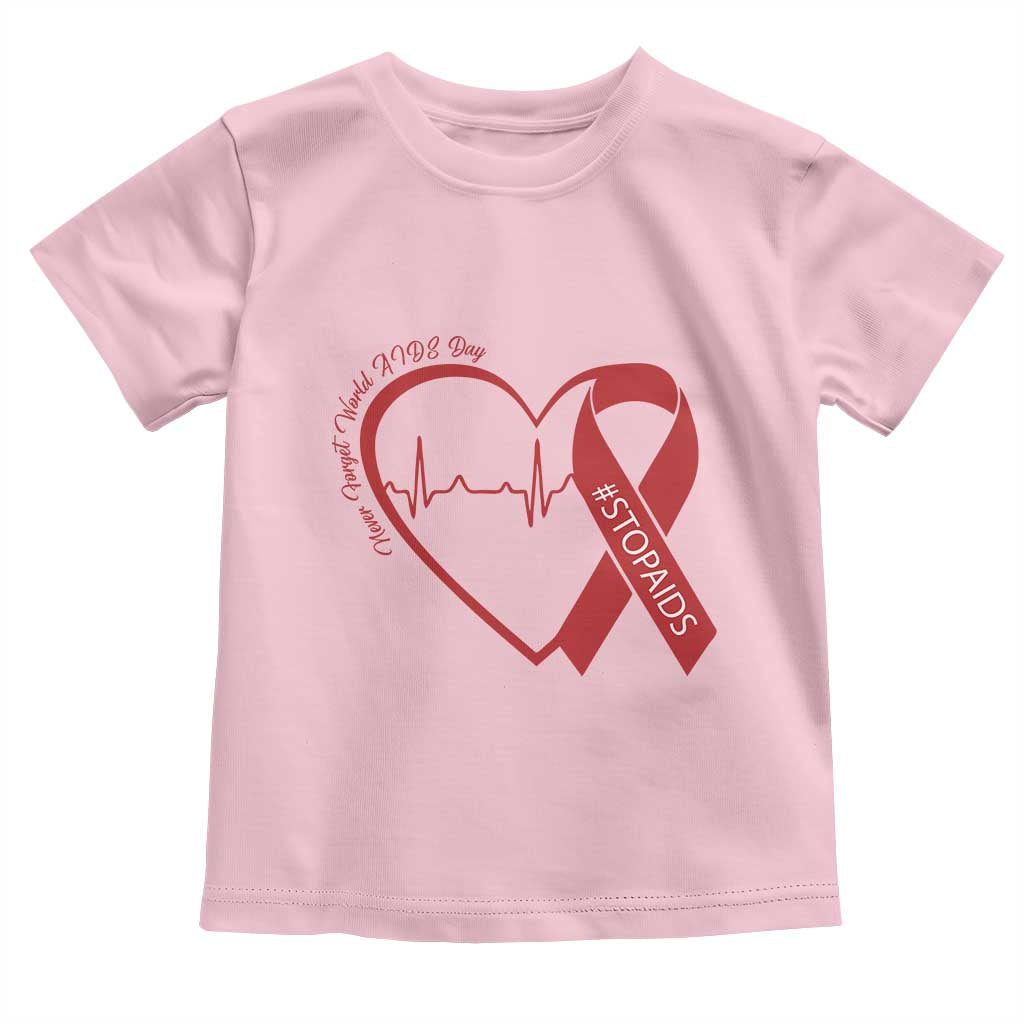 Never Forget World AIDS Day Toddler T Shirt Red Ribbon HIV Awareness Gift TS12 Light Pink Print Your Wear