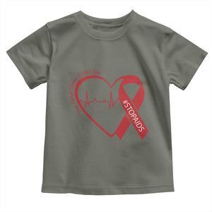 Never Forget World AIDS Day Toddler T Shirt Red Ribbon HIV Awareness Gift TS12 Military Green Print Your Wear
