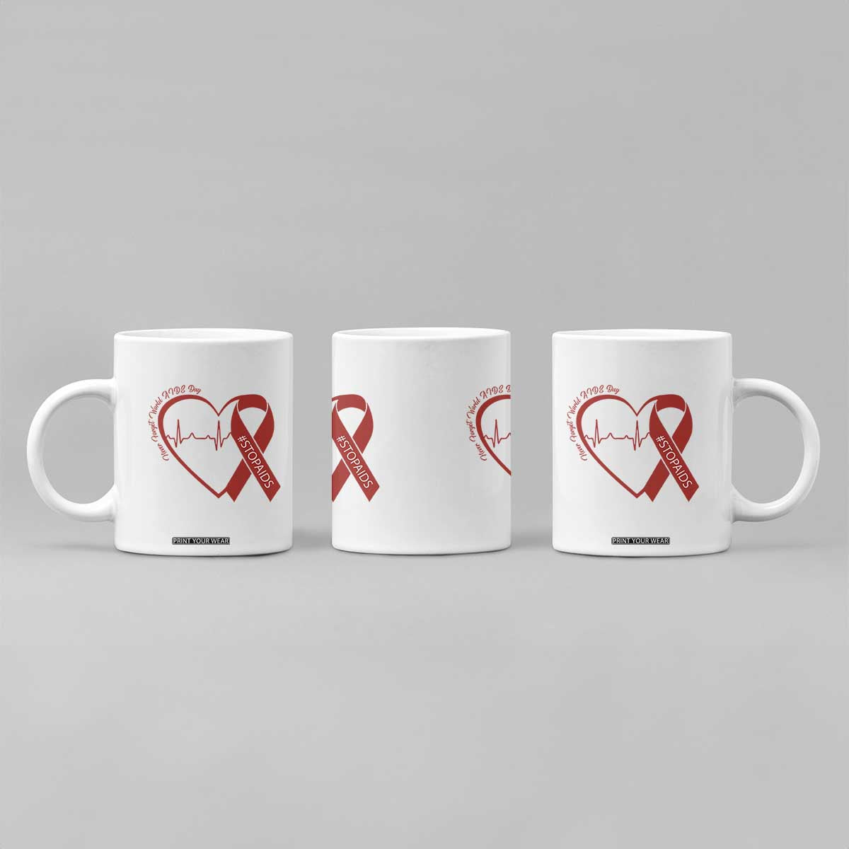 Never Forget World AIDS Day Coffee Mug Red Ribbon HIV Awareness Gift TS12 Print Your Wear