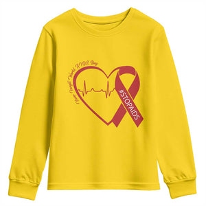 Never Forget World AIDS Day Youth Sweatshirt Red Ribbon HIV Awareness Gift TS12 Daisy Print Your Wear
