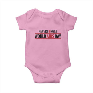 World AIDS Day Never Forget Baby Onesie Red Ribbon Support Gift TS12 Light Pink Print Your Wear