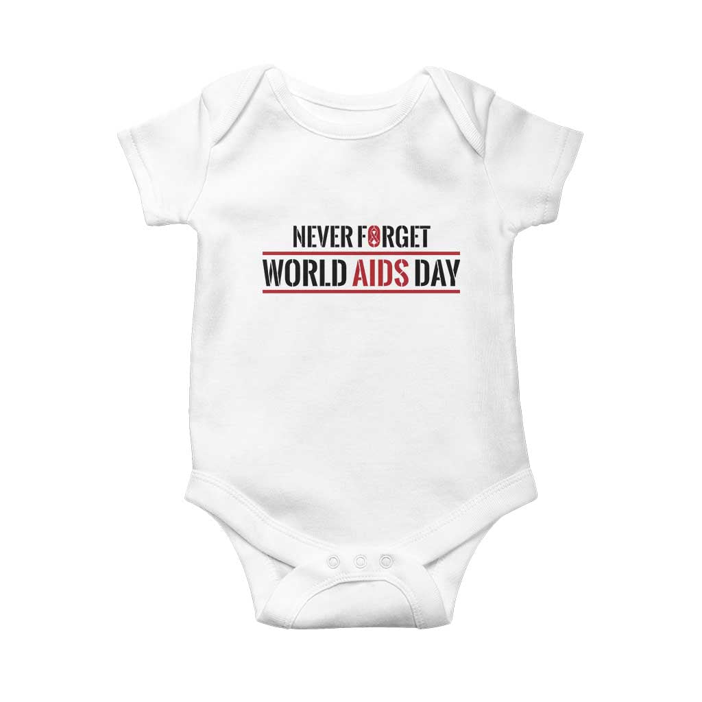 World AIDS Day Never Forget Baby Onesie Red Ribbon Support Gift TS12 White Print Your Wear