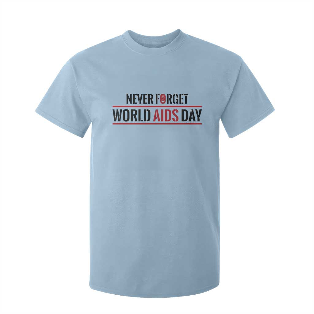 World AIDS Day Never Forget T Shirt For Kid Red Ribbon Support Gift TS12 Light Blue Print Your Wear