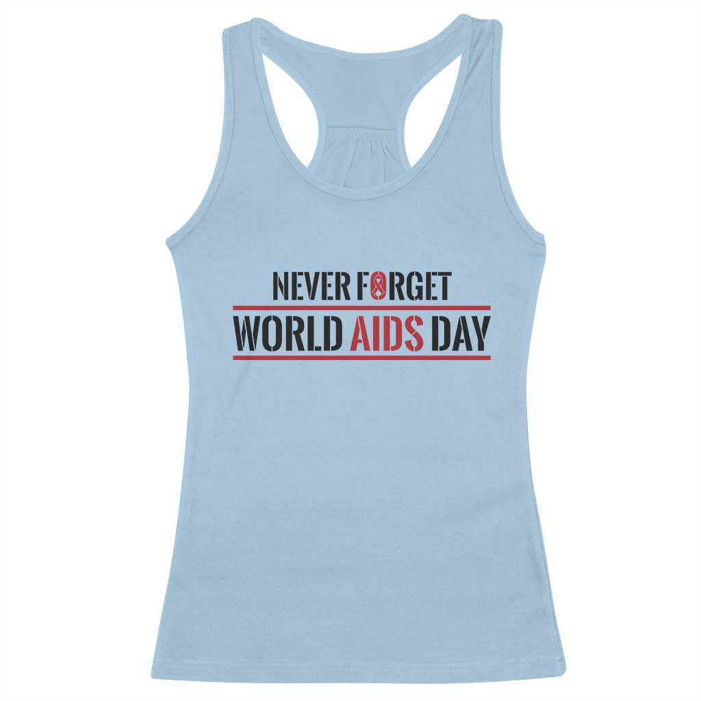 World AIDS Day Never Forget Racerback Tank Top Red Ribbon Support Gift TS12 Light Blue Print Your Wear