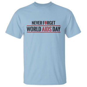 World AIDS Day Never Forget T Shirt Red Ribbon Support Gift TS12 Light Blue Print Your Wear