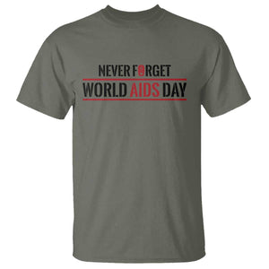 World AIDS Day Never Forget T Shirt Red Ribbon Support Gift TS12 Military Green Print Your Wear