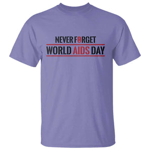 World AIDS Day Never Forget T Shirt Red Ribbon Support Gift TS12 Violet Print Your Wear