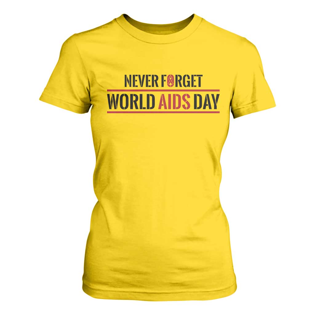 World AIDS Day Never Forget T Shirt For Women Red Ribbon Support Gift TS12 Daisy Print Your Wear
