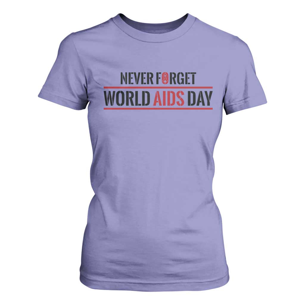 World AIDS Day Never Forget T Shirt For Women Red Ribbon Support Gift TS12 Violet Print Your Wear