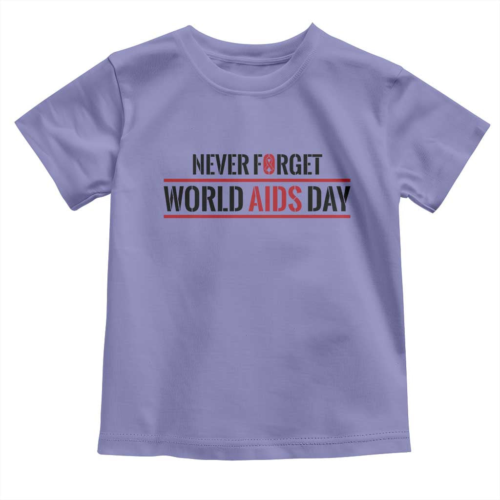 World AIDS Day Never Forget Toddler T Shirt Red Ribbon Support Gift TS12 Violet Print Your Wear