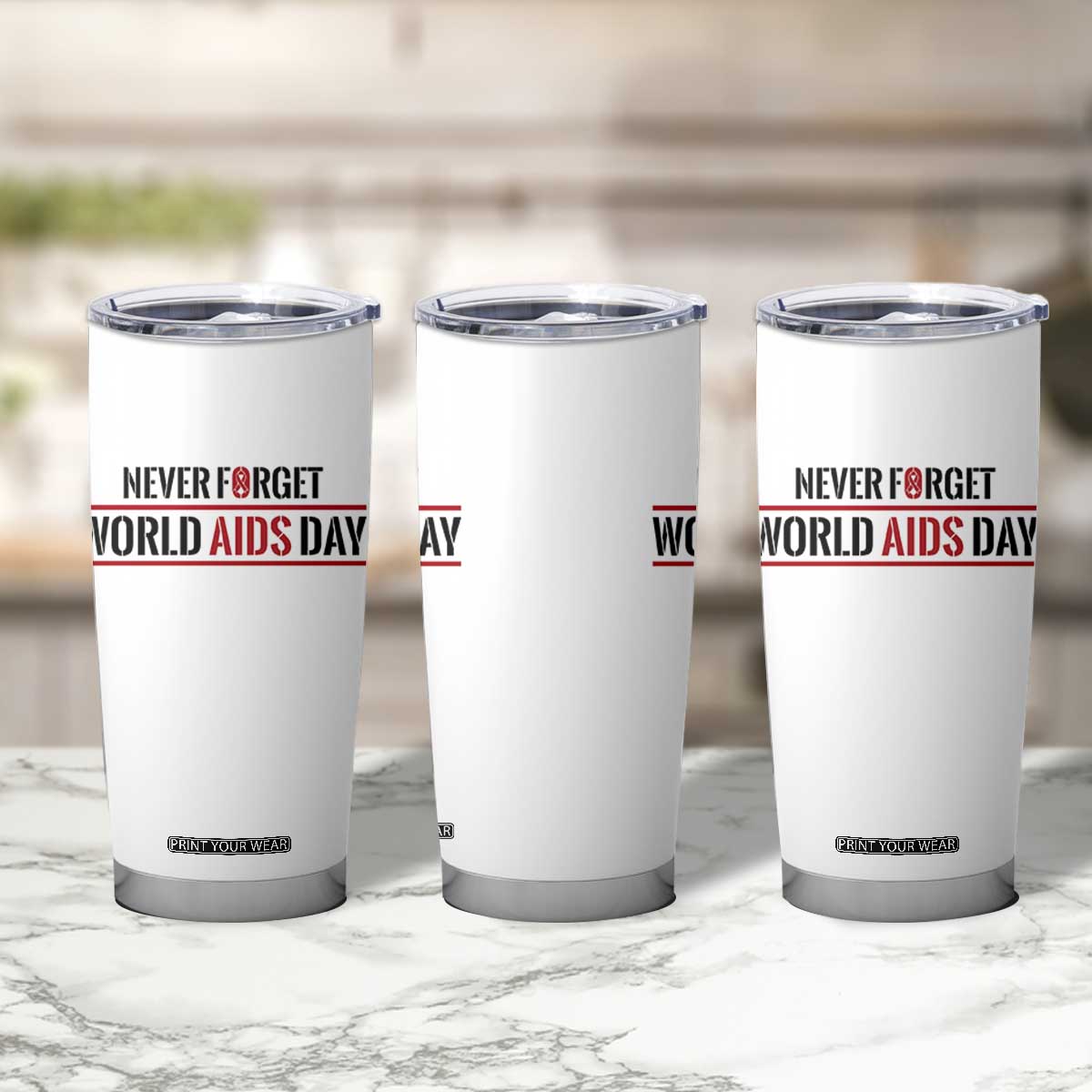 World AIDS Day Never Forget Tumbler Cup Red Ribbon Support Gift TS12 Print Your Wear