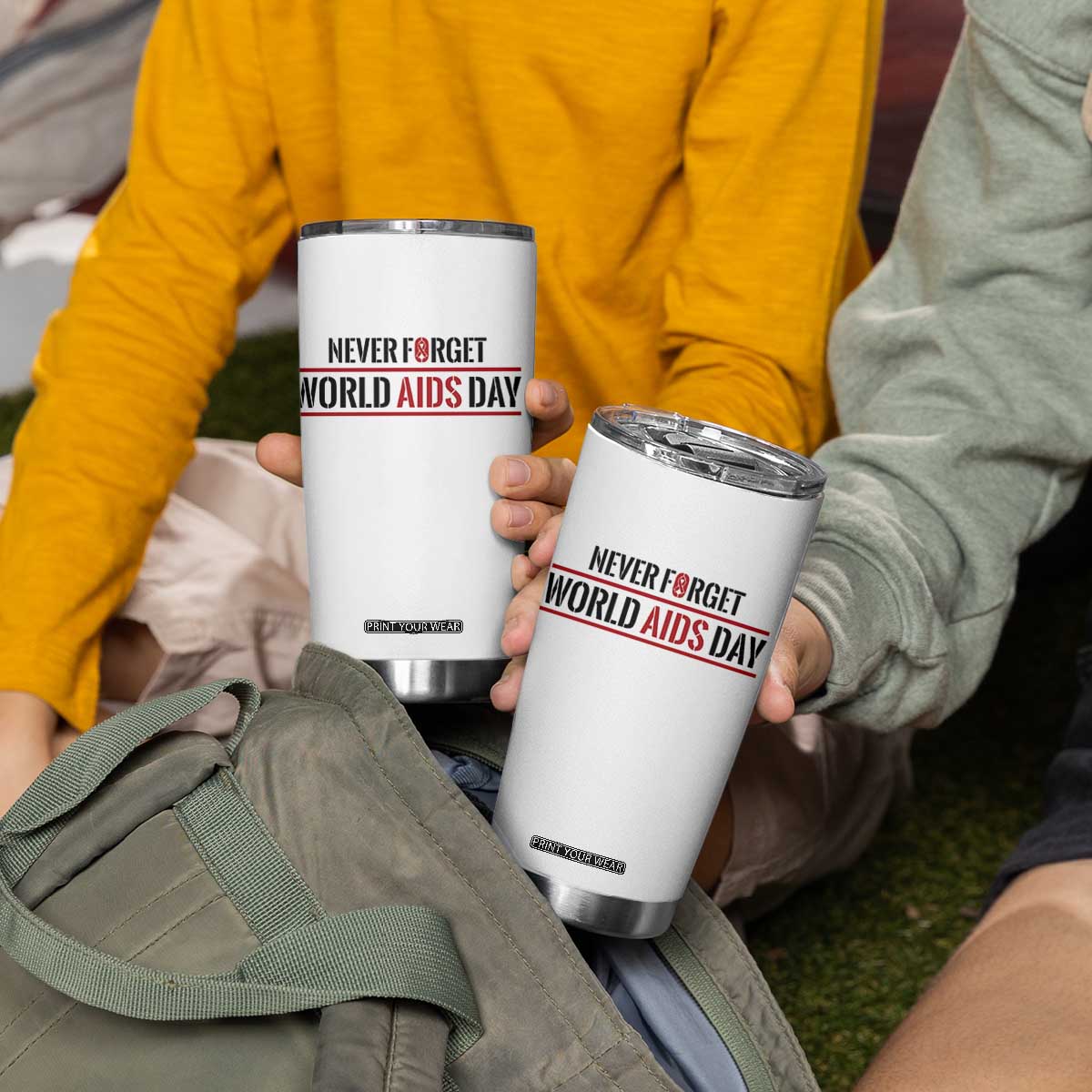 World AIDS Day Never Forget Tumbler Cup Red Ribbon Support Gift TS12 Print Your Wear
