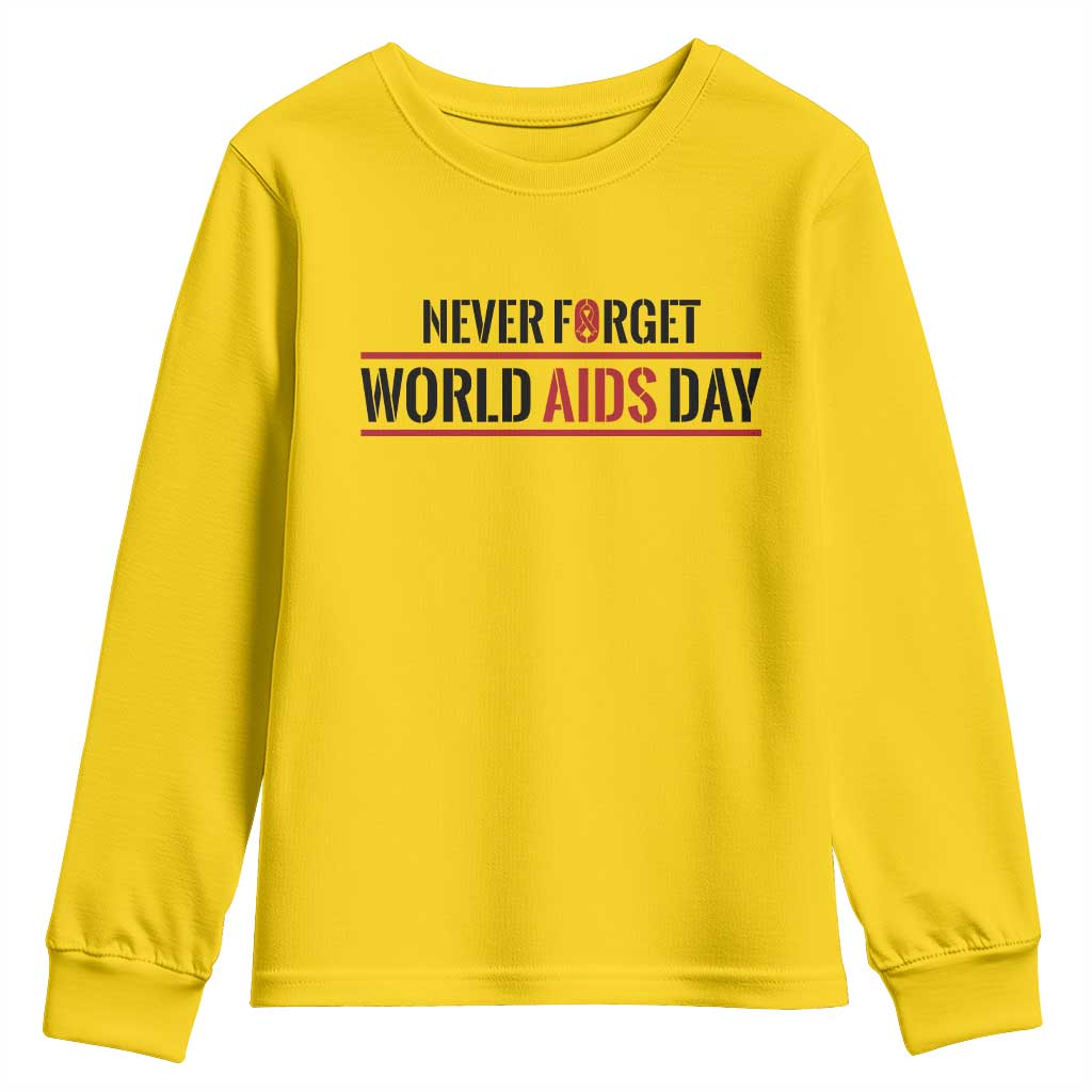 World AIDS Day Never Forget Youth Sweatshirt Red Ribbon Support Gift TS12 Daisy Print Your Wear