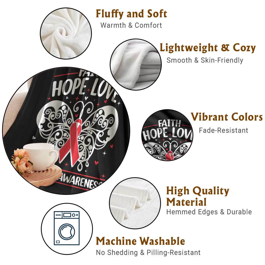 Red Ribbon Faith Hope Love Throw Blanket World AIDS Day Gift TS12 Print Your Wear