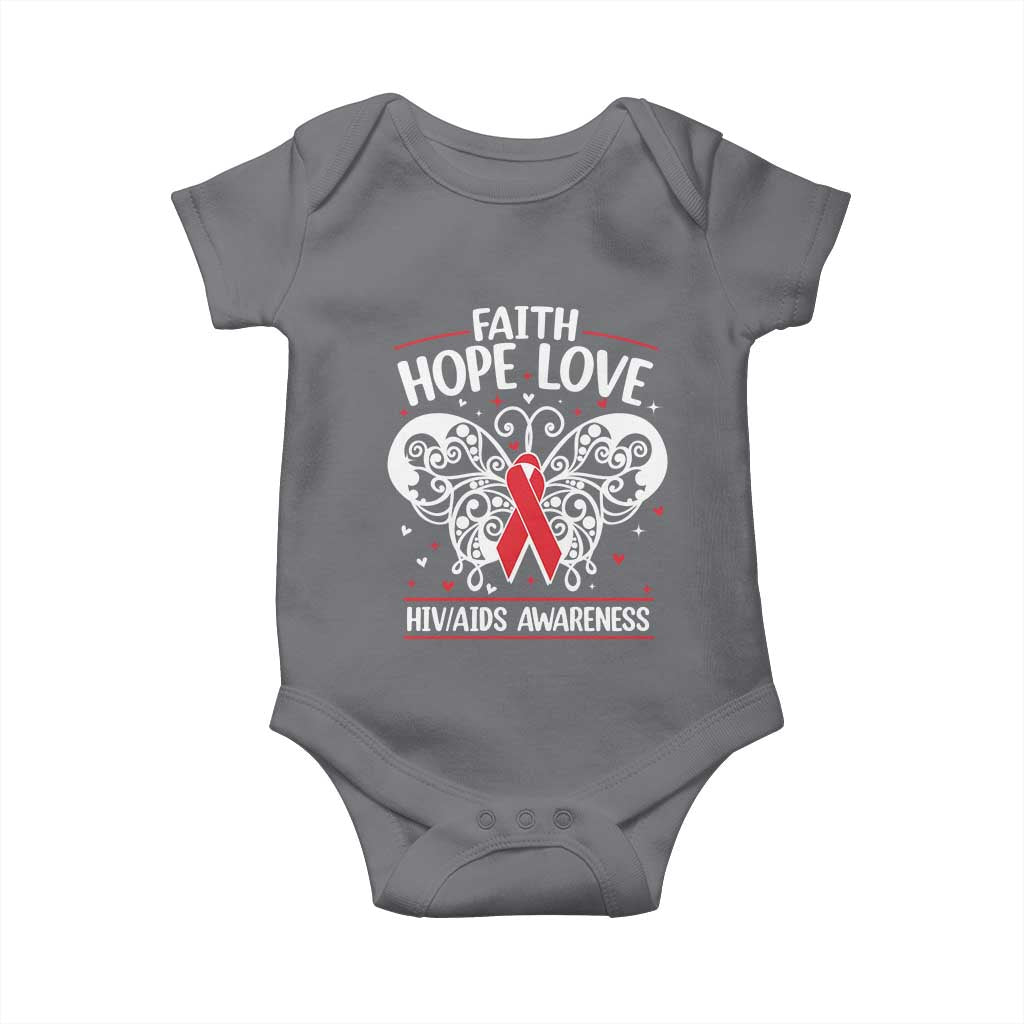 Red Ribbon Faith Hope Love Baby Onesie World AIDS Day Gift TS12 Charcoal Print Your Wear