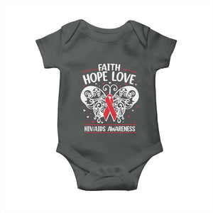 Red Ribbon Faith Hope Love Baby Onesie World AIDS Day Gift TS12 Dark Heather Print Your Wear