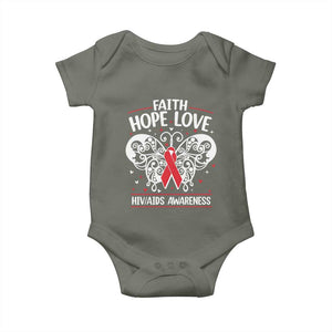 Red Ribbon Faith Hope Love Baby Onesie World AIDS Day Gift TS12 Military Green Print Your Wear