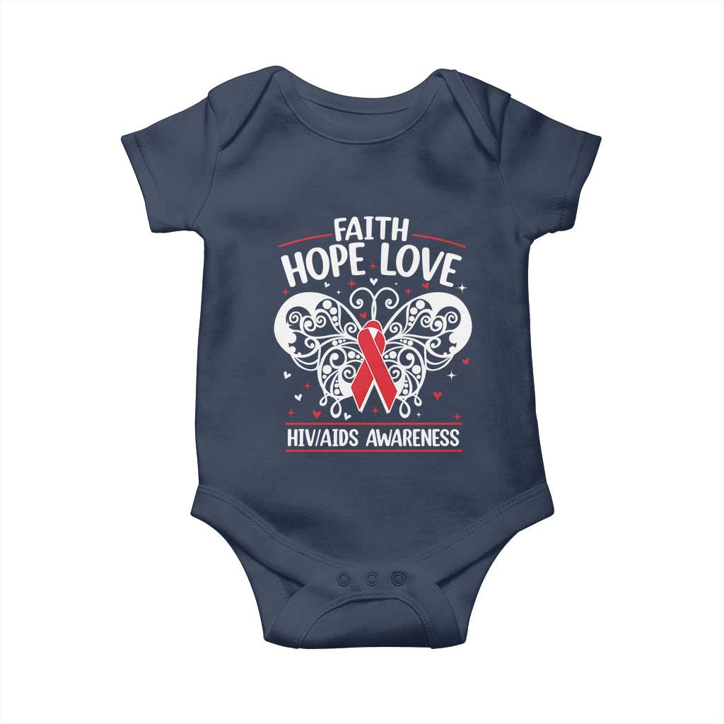 Red Ribbon Faith Hope Love Baby Onesie World AIDS Day Gift TS12 Navy Print Your Wear