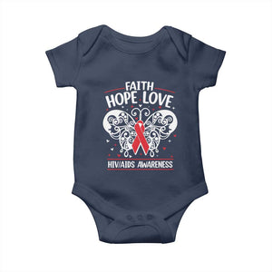 Red Ribbon Faith Hope Love Baby Onesie World AIDS Day Gift TS12 Navy Print Your Wear