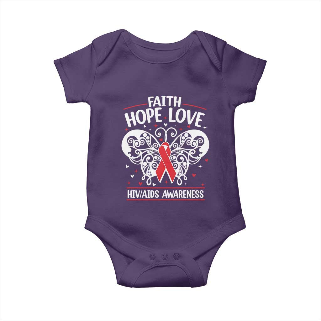 Red Ribbon Faith Hope Love Baby Onesie World AIDS Day Gift TS12 Purple Print Your Wear
