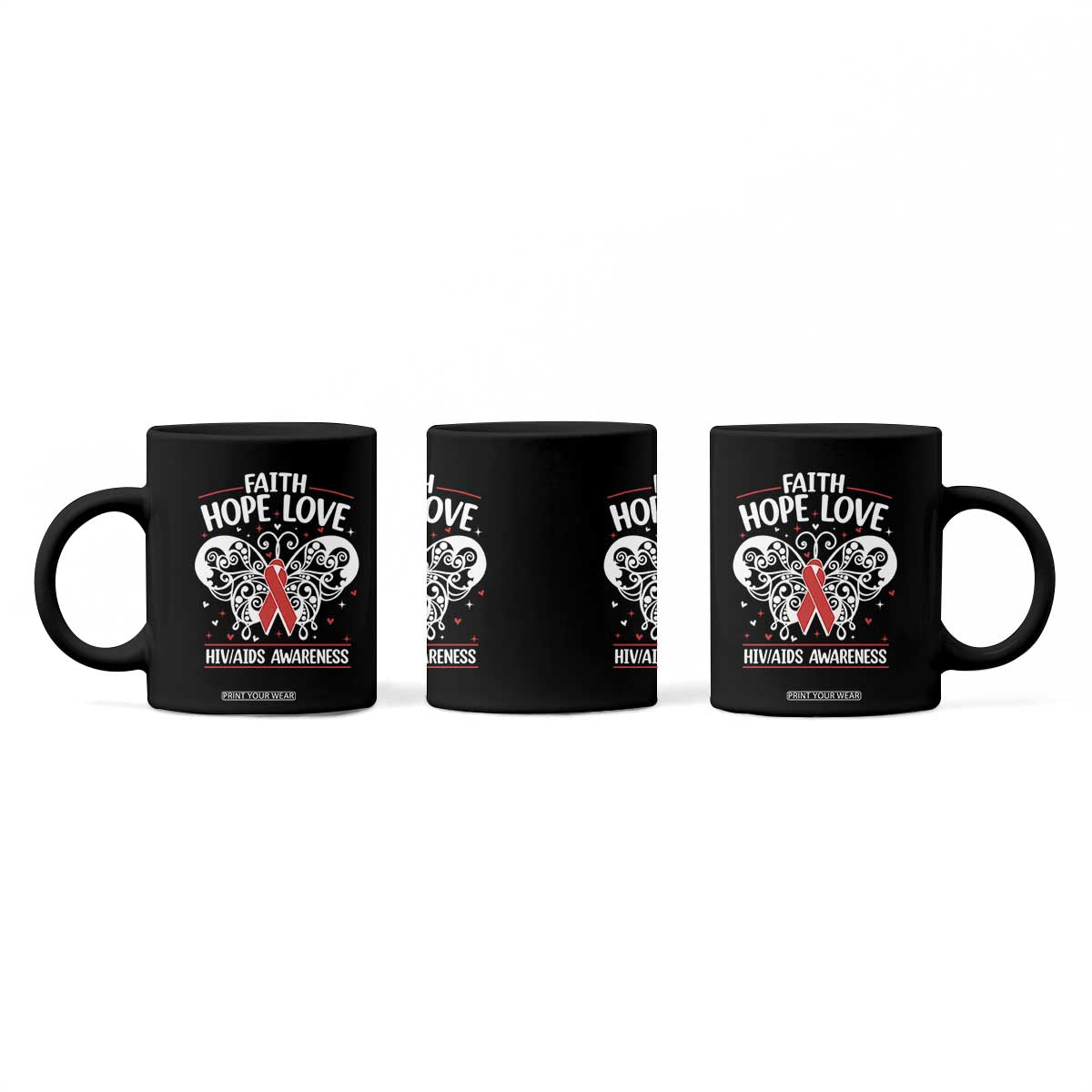 Red Ribbon Faith Hope Love Coffee Mug World AIDS Day Gift TS12 Print Your Wear