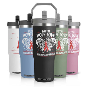 Red Ribbon Faith Hope Love Flip Straw Tumbler World AIDS Day Gift TS12 Print Your Wear