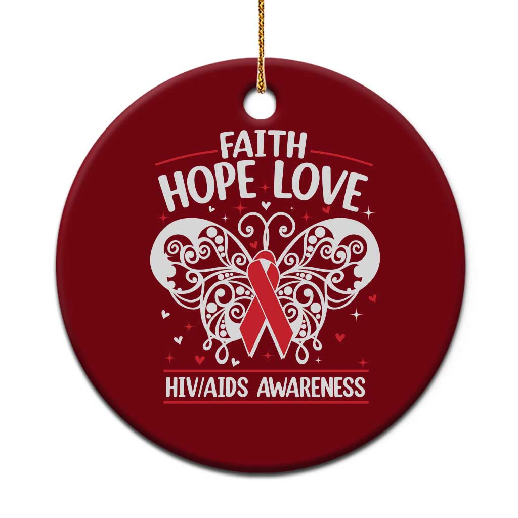 Red Ribbon Faith Hope Love Ceramic Ornament World AIDS Day Gift TS12 1pc Red Print Your Wear