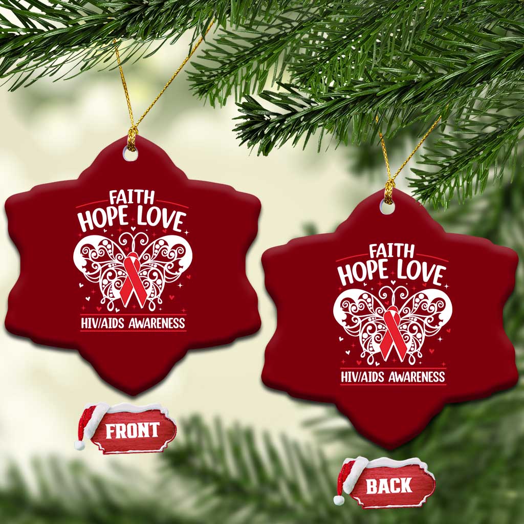 Red Ribbon Faith Hope Love Ceramic Ornament World AIDS Day Gift TS12 Print Your Wear