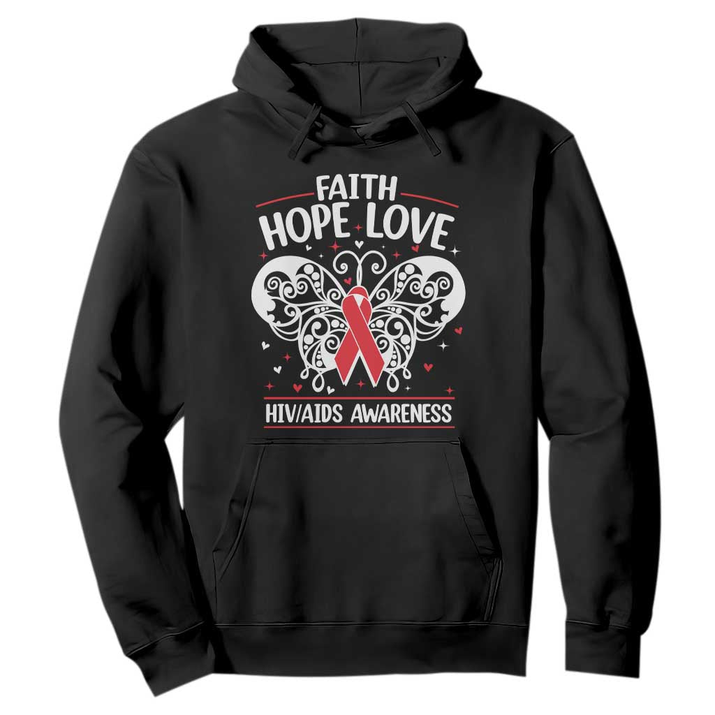 Red Ribbon Faith Hope Love Hoodie World AIDS Day Gift TS12 Black Print Your Wear
