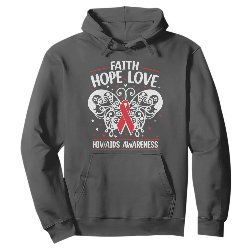 Red Ribbon Faith Hope Love Hoodie World AIDS Day Gift TS12 Dark Heather Print Your Wear