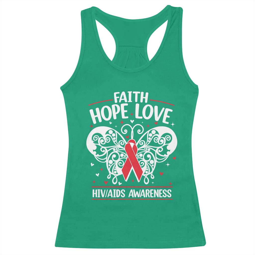 Red Ribbon Faith Hope Love Racerback Tank Top World AIDS Day Gift TS12 Irish Green Print Your Wear