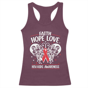 Red Ribbon Faith Hope Love Racerback Tank Top World AIDS Day Gift TS12 Maroon Print Your Wear