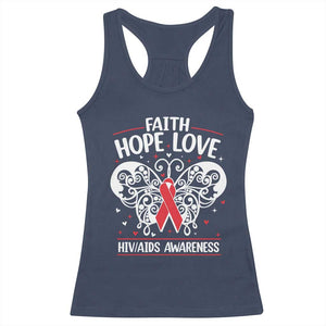 Red Ribbon Faith Hope Love Racerback Tank Top World AIDS Day Gift TS12 Navy Print Your Wear