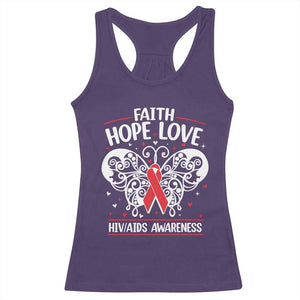 Red Ribbon Faith Hope Love Racerback Tank Top World AIDS Day Gift TS12 Purple Print Your Wear