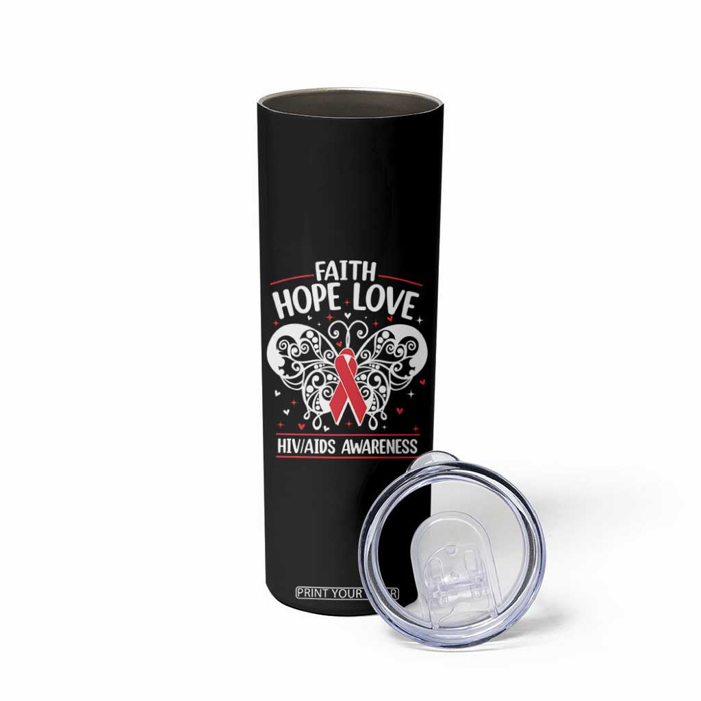 Red Ribbon Faith Hope Love Skinny Tumbler World AIDS Day Gift TS12 Print Your Wear
