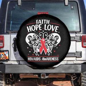 Red Ribbon Faith Hope Love Spare Tire Cover World AIDS Day Gift TS12 No hole Black Print Your Wear