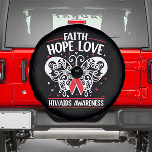 Red Ribbon Faith Hope Love Spare Tire Cover World AIDS Day Gift TS12 Black Print Your Wear