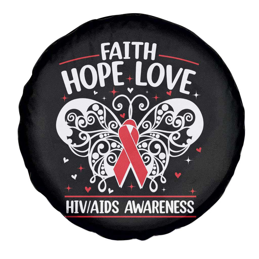 Red Ribbon Faith Hope Love Spare Tire Cover World AIDS Day Gift TS12 Print Your Wear