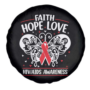 Red Ribbon Faith Hope Love Spare Tire Cover World AIDS Day Gift TS12 Print Your Wear